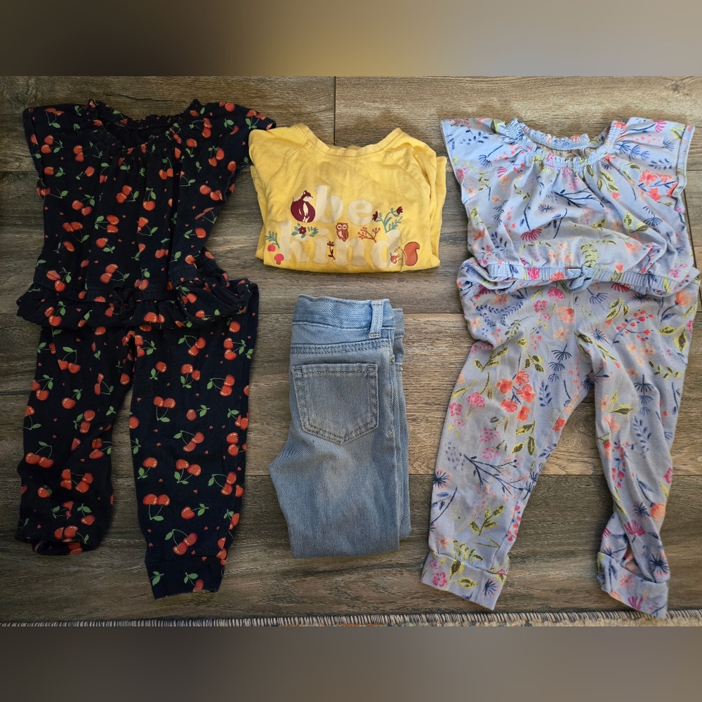 Set of 10 matching fall winter and 2 jumpsuits 3T girl Bundle 22 piece total